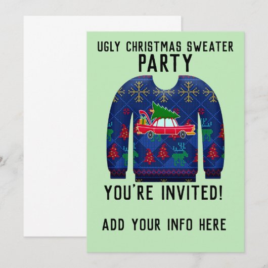 LELIJKE TRUI KERSTPARTY UITNODIGINGEN (Voorkant / Achterkant)