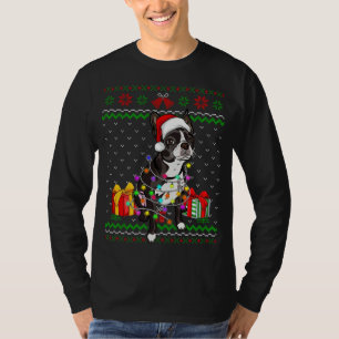 Lelijke trui Kerstverlichting Boston Terrier Hond T-shirt