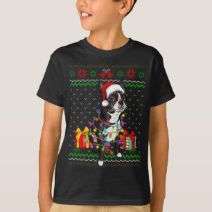 Lelijke trui Kerstverlichting Boston Terrier Hond T-shirt