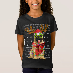 Lelijke trui Kerstverlichting Pug Hond Puppy Lover T-shirt