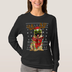Lelijke trui Kerstverlichting Pug Hond Puppy Lover T-shirt