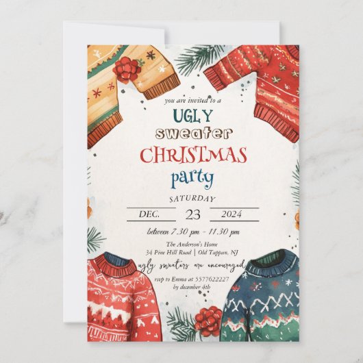 Lelijke trui Kleurrijk Kerstfeest Kaart (Voorkant)