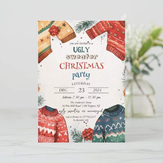 Lelijke trui Kleurrijk Kerstfeest Kaart (Staand voorkant)