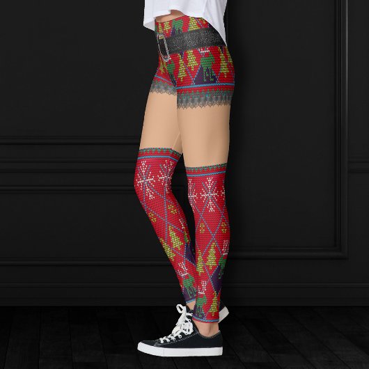 Lelijke trui korte rok dij hoog | Middelgrote huid Leggings