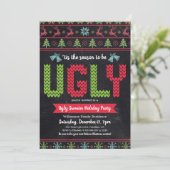 Lelijke trui krijtbord Kerstvakantie Feestje Kaart (Staand voorkant)