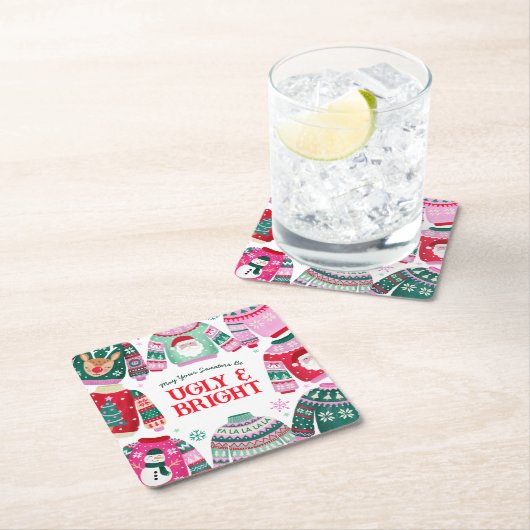 Lelijke trui met kerstman, rendier kerst kartonnen onderzetters (Insitu)