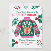 Lelijke trui met rendier rood en groen feestdagenkaart (Voorkant)