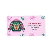 Lelijke trui met rendieren en sneeuwvlokken etiket (Voorkant)