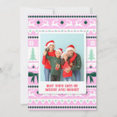 Lelijke trui met Santa & Snowflakes Familiefoto Feestdagenkaart (Achterkant)