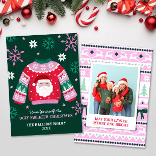Lelijke trui met Santa & Snowflakes Familiefoto Feestdagenkaart