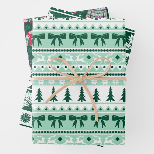 Lelijke trui Mint en donkergroene Kerstmis Inpakpapier Vel (In situ)
