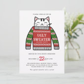 Lelijke Trui Moderne Kat Tekenen Kerstfeest Kaart (Staand voorkant)