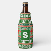 Lelijke trui Monogram Kerstmis Flesjeskoeler (Fles Voorkant)