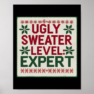 Lelijke trui niveau expert grappige kersttrui poster