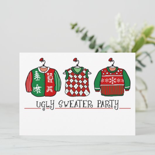 Lelijke trui party kerst uitnodiging (Staand voorkant)