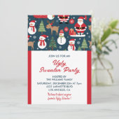 Lelijke trui party uitnodiging bomen Snowman (Staand voorkant)