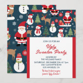Lelijke trui party uitnodiging bomen Snowman (Voorkant / Achterkant)