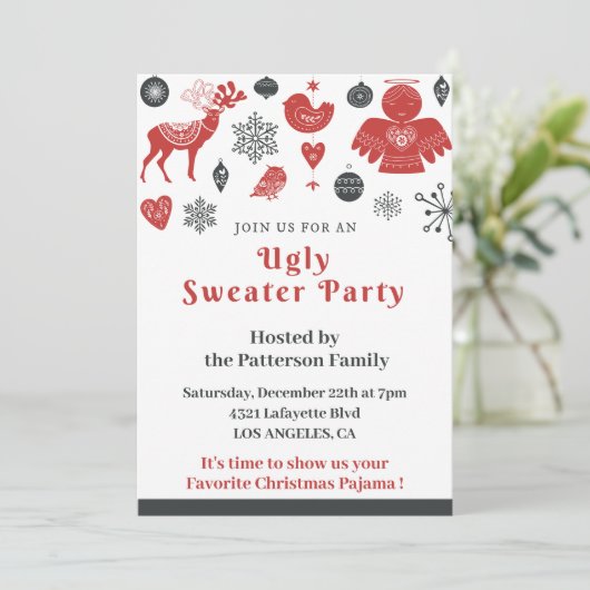 Lelijke trui Party uitnodiging business cute (Staand voorkant)