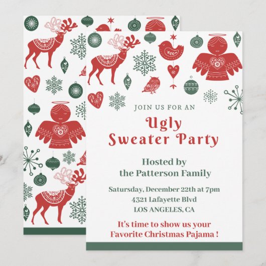 Lelijke trui Party uitnodiging elegante fun Nordic (Voorkant / Achterkant)