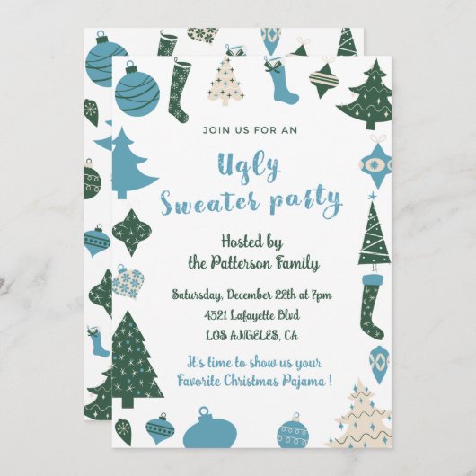 Lelijke trui party uitnodiging modern (Voorkant / Achterkant)