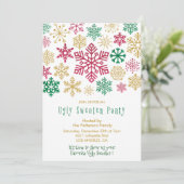 Lelijke trui party uitnodiging moderne Sneeuwvlokk (Staand voorkant)