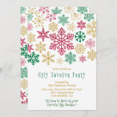 Lelijke trui party uitnodiging moderne Sneeuwvlokk (Voorkant / Achterkant)