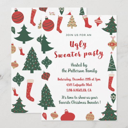 Lelijke trui party uitnodiging plezier (Voorkant / Achterkant)