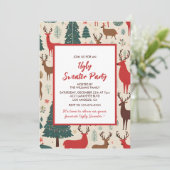 Lelijke trui party uitnodiging Whimsical Herten (Staand voorkant)