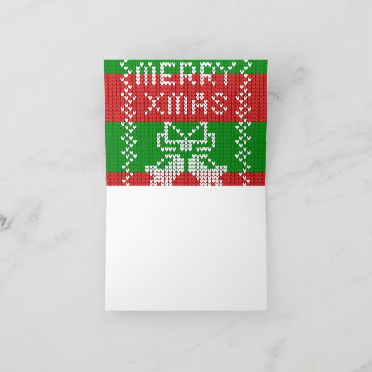 Lelijke trui patroon jingle bells Merry Xmas garen Feestdagen Kaart (Binnen)