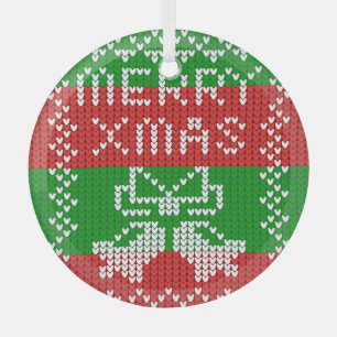Lelijke trui patroon jingle bells Merry Xmas garen Glas Ornament