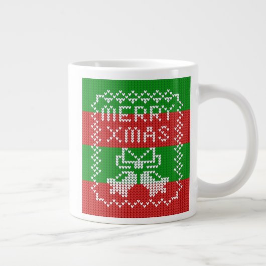 Lelijke trui patroon jingle bells Merry Xmas garen Grote Koffiekop (Rechts)