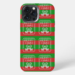 Lelijke trui patroon jingle bells Merry Xmas garen iPhone 13 Pro Max Hoesje