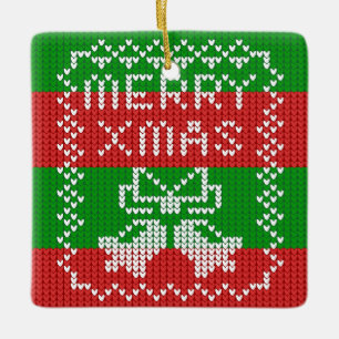 Lelijke trui patroon jingle bells Merry Xmas garen Keramisch Ornament