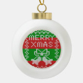 Lelijke trui patroon jingle bells Merry Xmas garen Keramische Bal Ornament (Voorkant)