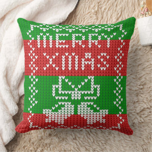 Lelijke trui patroon jingle bells Merry Xmas garen Kussen