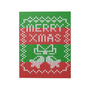 Lelijke trui patroon jingle bells Merry Xmas garen Notitieblok