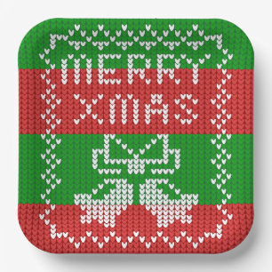 Lelijke trui patroon jingle bells Merry Xmas garen Papieren Bordje