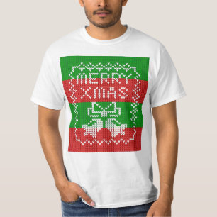 Lelijke trui patroon jingle bells Merry Xmas garen T-shirt