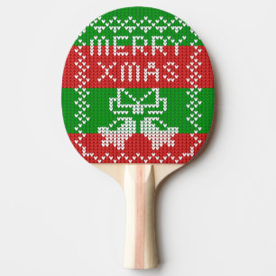 Lelijke trui patroon jingle bells Merry Xmas garen Tafeltennisbatje