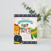 Lelijke trui patroon kerst party uitnodiging (Staand voorkant)