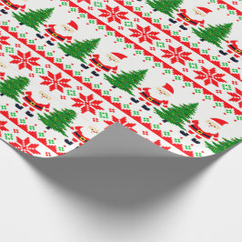 Lelijke trui Pixelated Santa feestelijke strepen Cadeaupapier