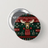Lelijke trui rendier ronde button 5,7 cm (Voorkant /achterkant)