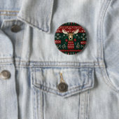 Lelijke trui rendier ronde button 5,7 cm (In situ)