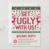 Lelijke trui  Retro Rode Kerstfeest Kaart (Voorkant)