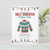 Lelijke trui Rood Groen Boho Kerstfeest Kaart (Staand voorkant)