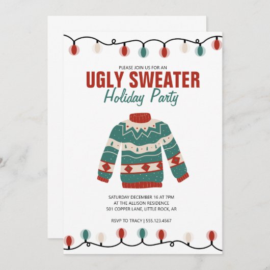 Lelijke trui Rood Groen Boho Kerstfeest Kaart (Voorkant / Achterkant)