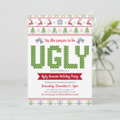 Lelijke trui Rood Groen Kerstfeest Fun Kaart (Staand voorkant)