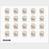 Lelijke trui rood groen Kerstmis Tacky Nordic Knit Ronde Sticker (Vel)