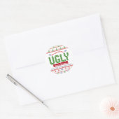 Lelijke trui rood groen Kerstmis Tacky Nordic Knit Ronde Sticker (Envelop)