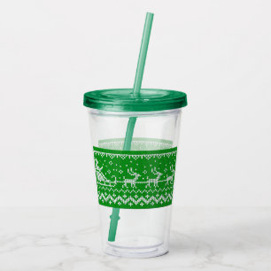 Lelijke trui Santa Claus slee en rendieren Acryl Drinkbeker